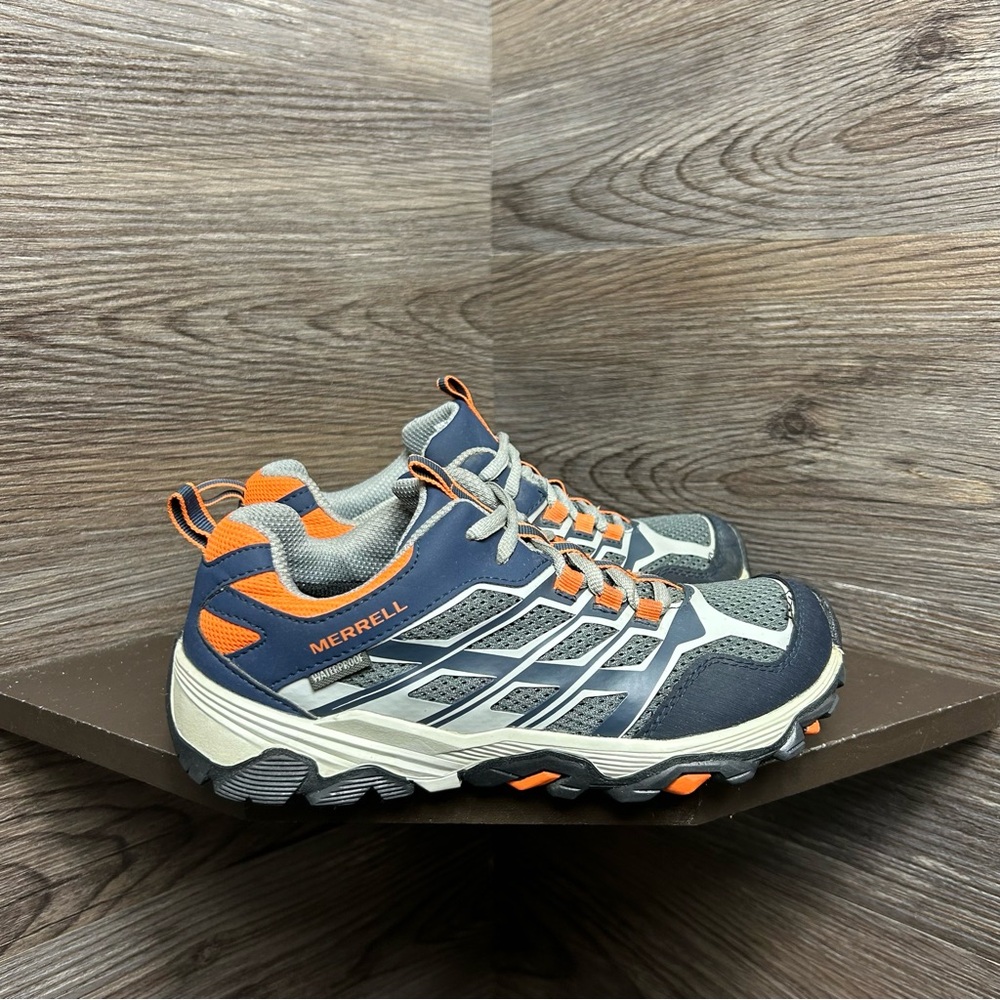Merrell fst low waterproof grey blue orange boots